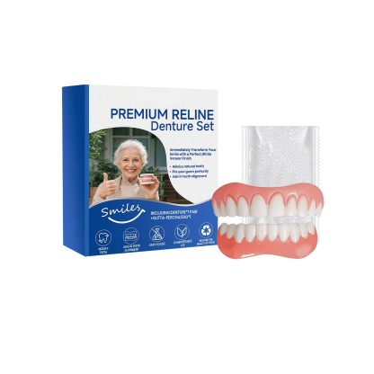 Enjoy apples again—No slipping, No worry! No Glue Needed! Confident Smile Silicone Denture Kit