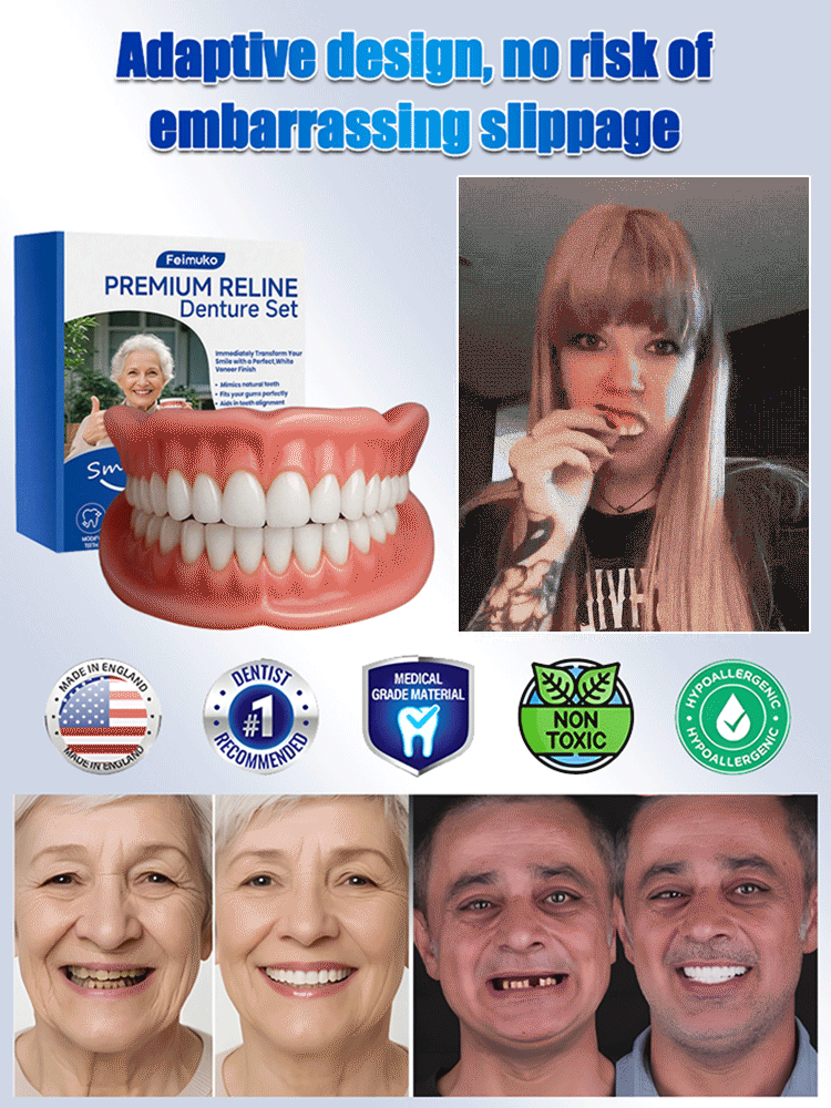 Enjoy apples again—No slipping, No worry! No Glue Needed! Confident Smile Silicone Denture Kit