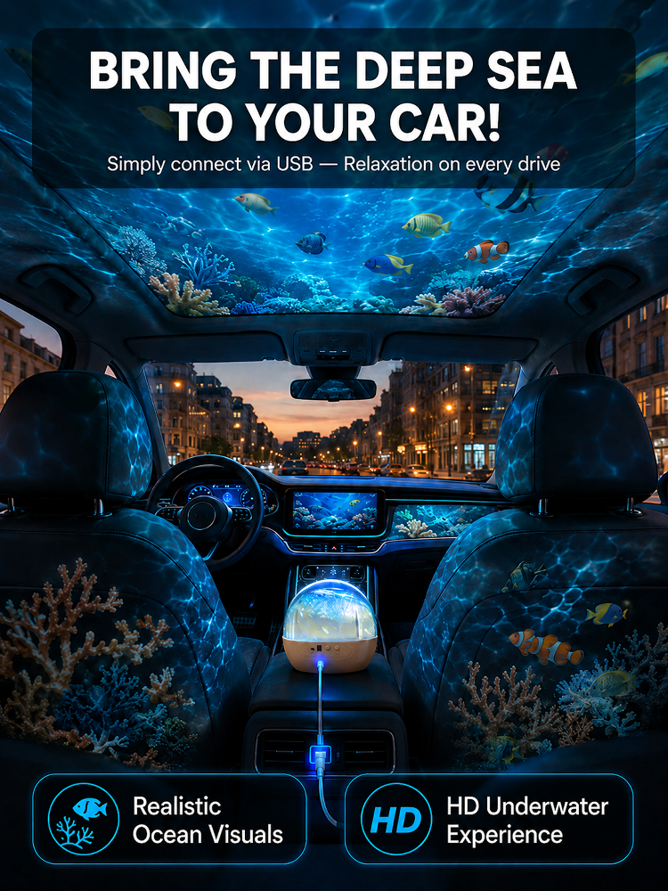 [360° Rotation] Ocean & Starry Sky Atmosphere Rotating Projection Lamp: Ultra-HD 3D Projection Tech for Home & Car—Turn Any Space into a Real Aquarium in Just 1 Second!