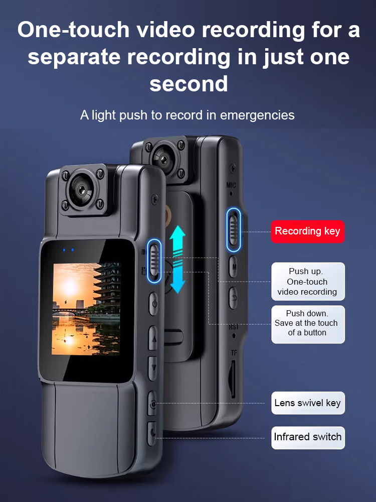 [Same as US law enforcement] Magnetic back clip motion recorder