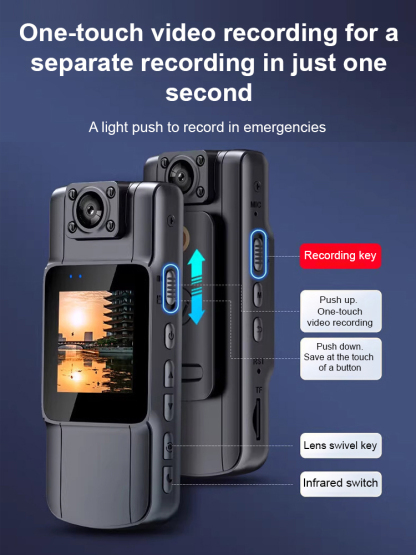[Same as US law enforcement] Magnetic back clip motion recorder