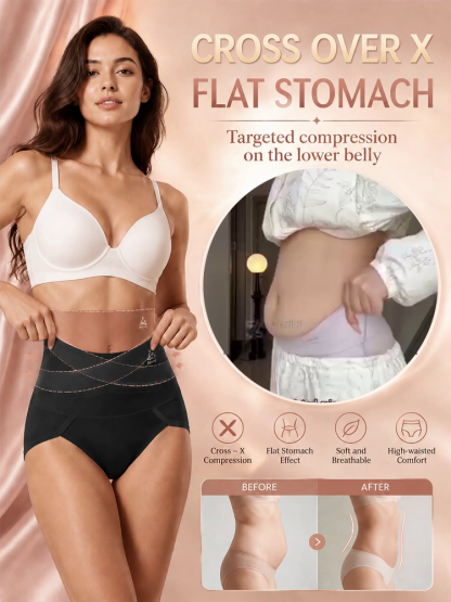 High Waist Cross Compression Shaping Panties  | Maximum Comfort with 3D Pelvic Fit & Targeted X-Compression