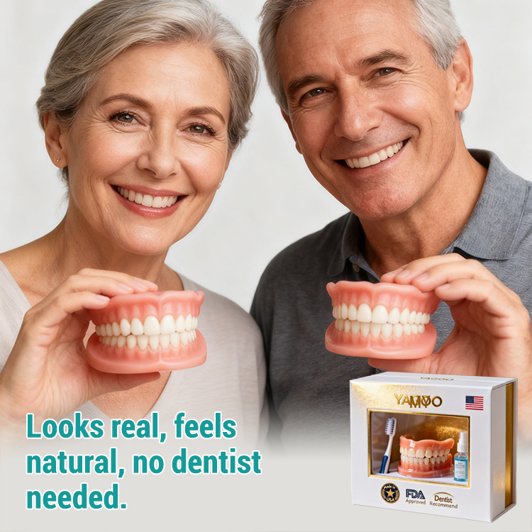 1-second installation, stays securely in place for 48 hours. More natural than real teeth! 3-in-1 Teeth Whitening & Denture Cosmetic Kit