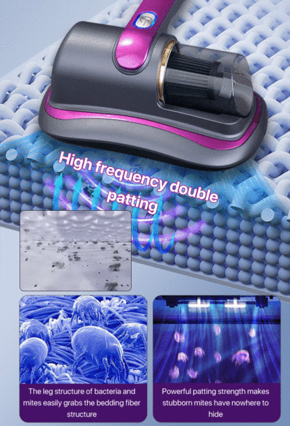 Dust Mite Removal/Sterilization/Vacuuming, UV Sterilization Wireless Dust Mite Remover, 99% Sterilization Rate