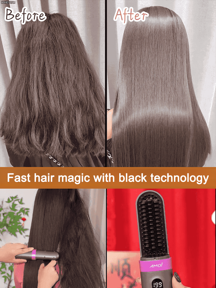 No need to plug in! Portable negative ion hair straightener, 3 minutes to create a charming hairstyle, curling and straightening