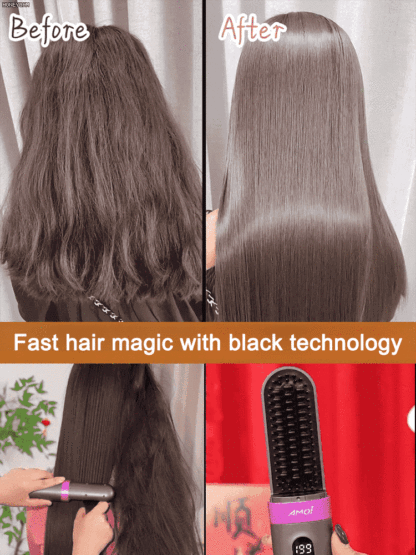 No need to plug in! Portable negative ion hair straightener, 3 minutes to create a charming hairstyle, curling and straightening