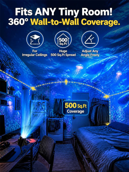 Comauo™ – Ocean & Starry Sky Projector: Ultra-HD 3D Holographic Projection. Create your own incredibly realistic aquarium in just 1 second!