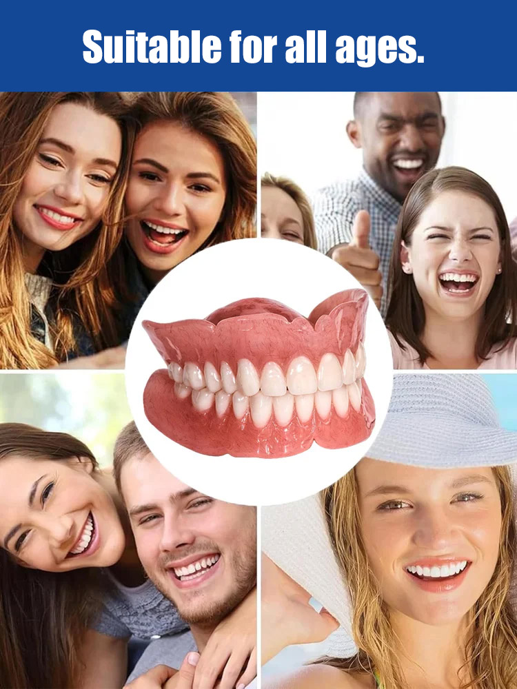 No glue required, installs in 1 second. Perfect Smile Dentures