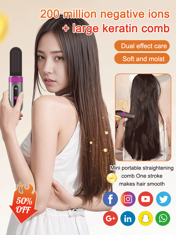 No need to plug in! Portable negative ion hair straightener, 3 minutes to create a charming hairstyle, curling and straightening