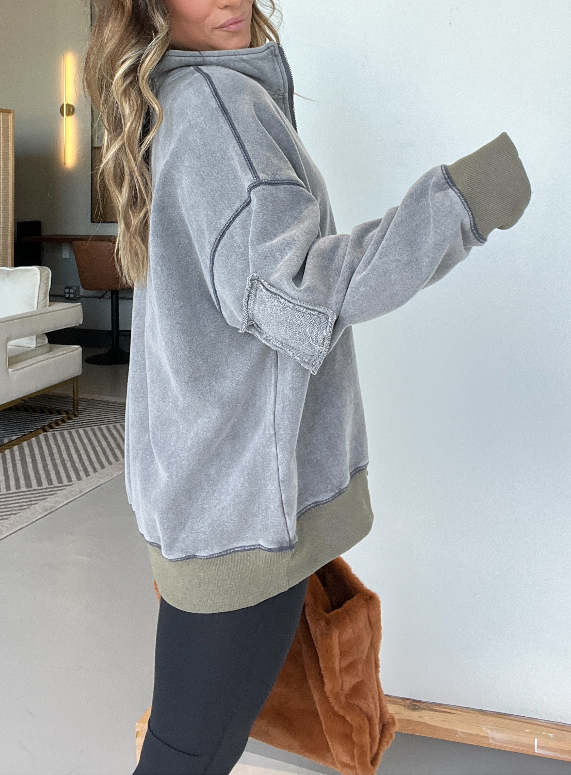 Oversized Quarter Zip Vintage Pullover (Buy 2 Free Shipping)