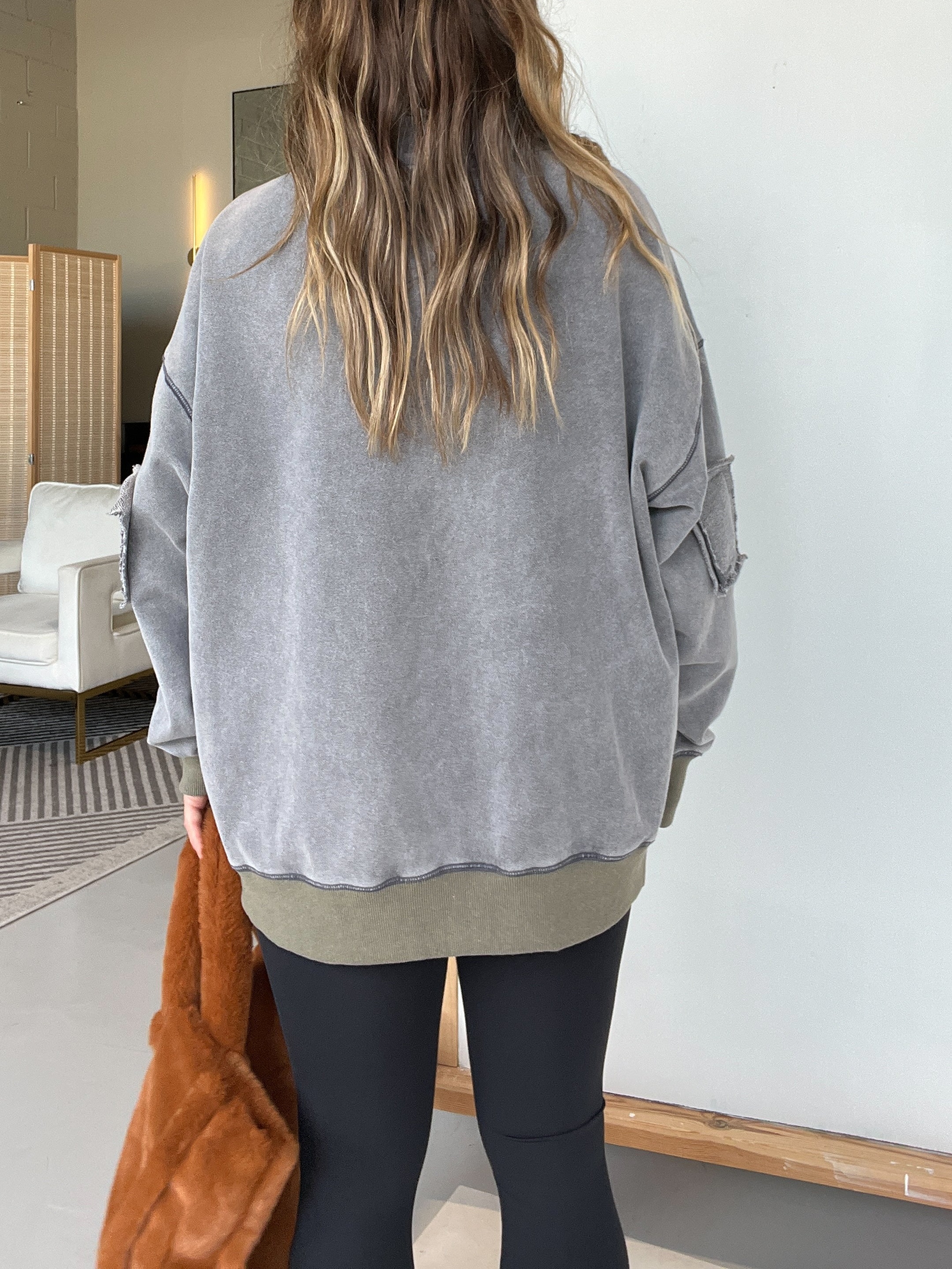 Oversized Quarter Zip Vintage Pullover (Buy 2 Free Shipping)