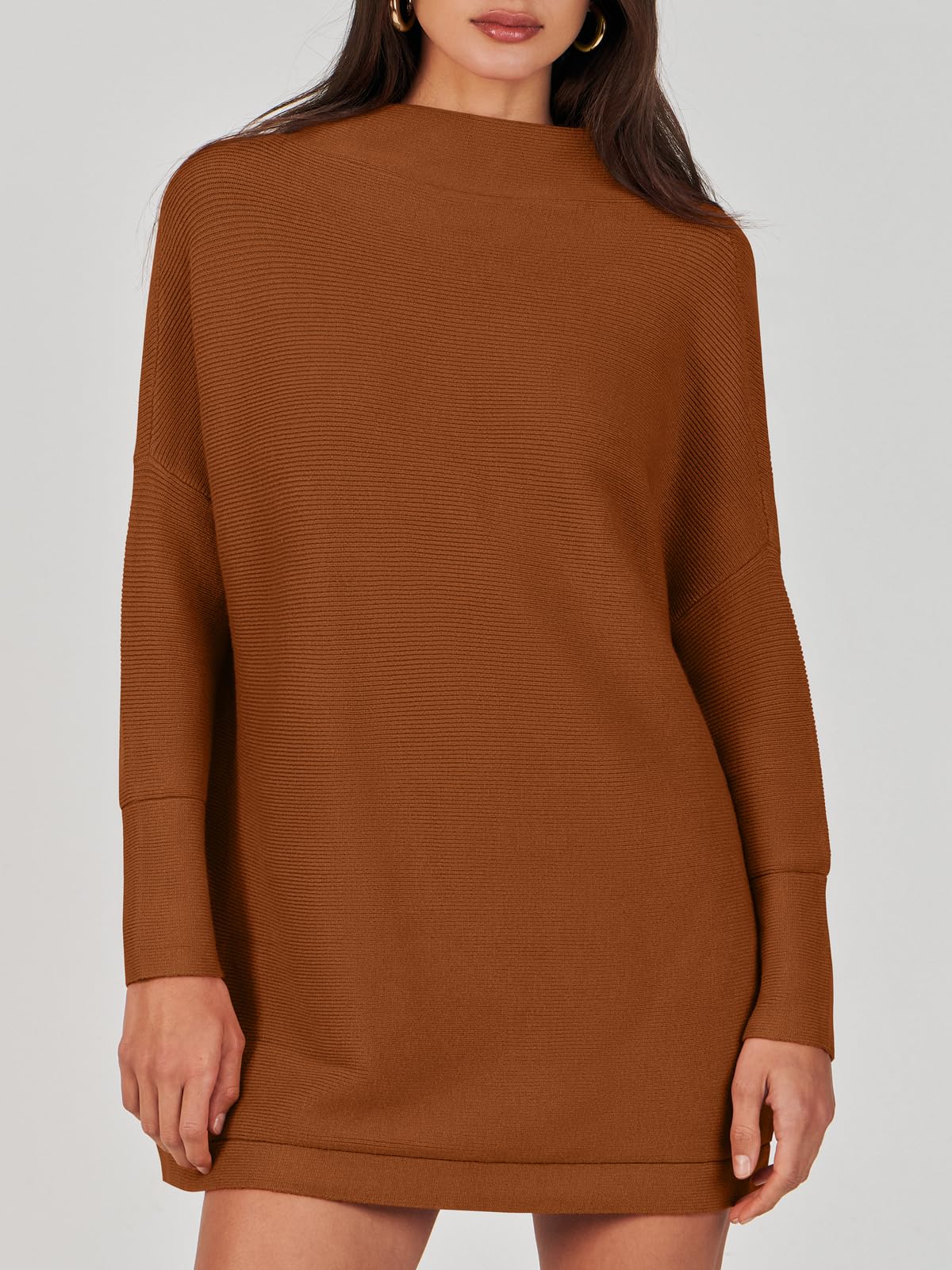 Women's Turtleneck Long Sleeve Slouchy Knit Tunic Sweaters 