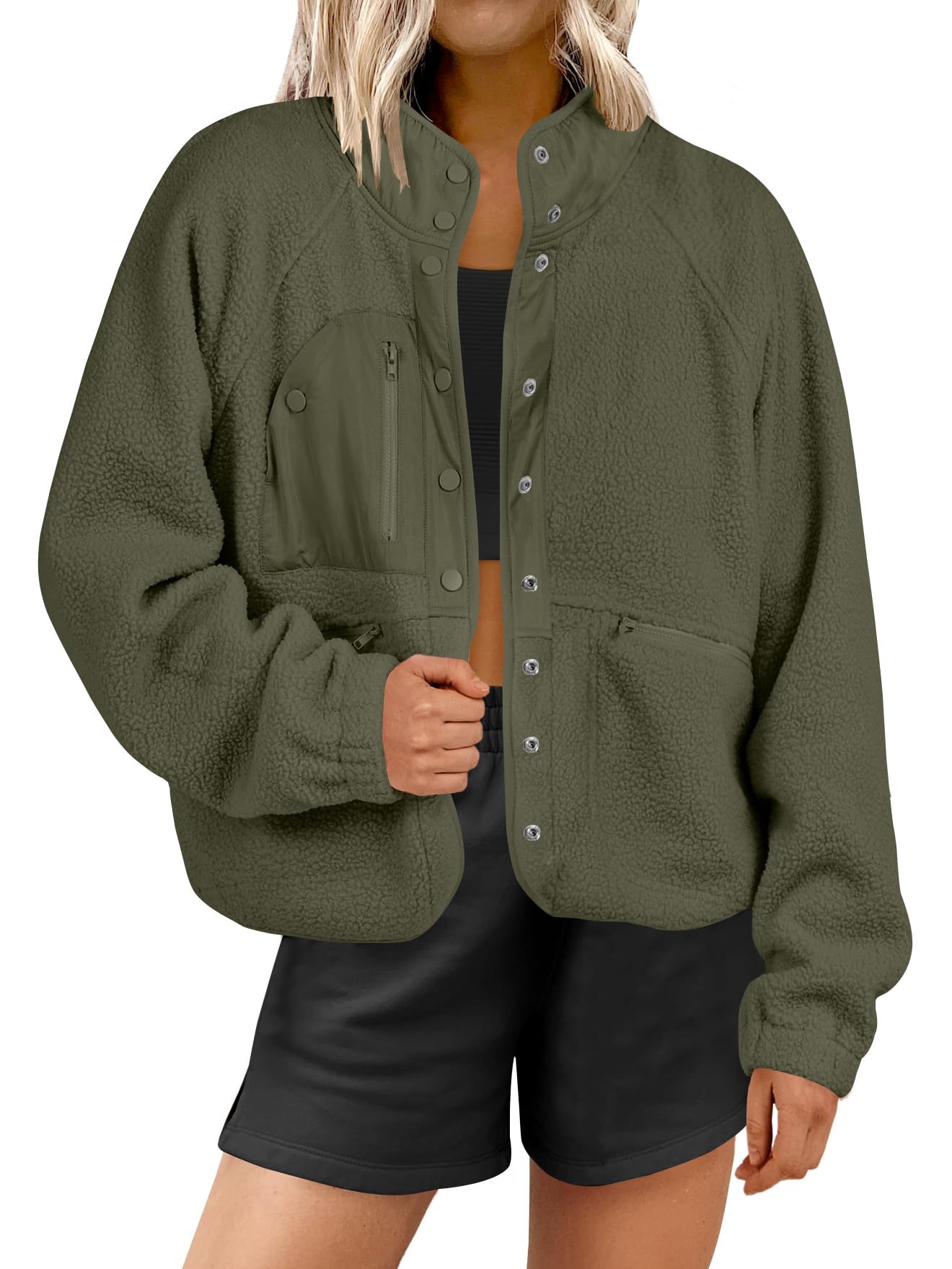  Women's  Button Down Fuzzy Fleece Jacket (Buy 2 Free Shipping) 