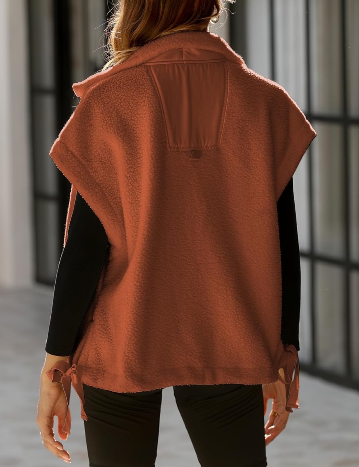 Sleeveless Button Paneled Sherpa Vest with Pockets (Buy 2 Free Shipping)