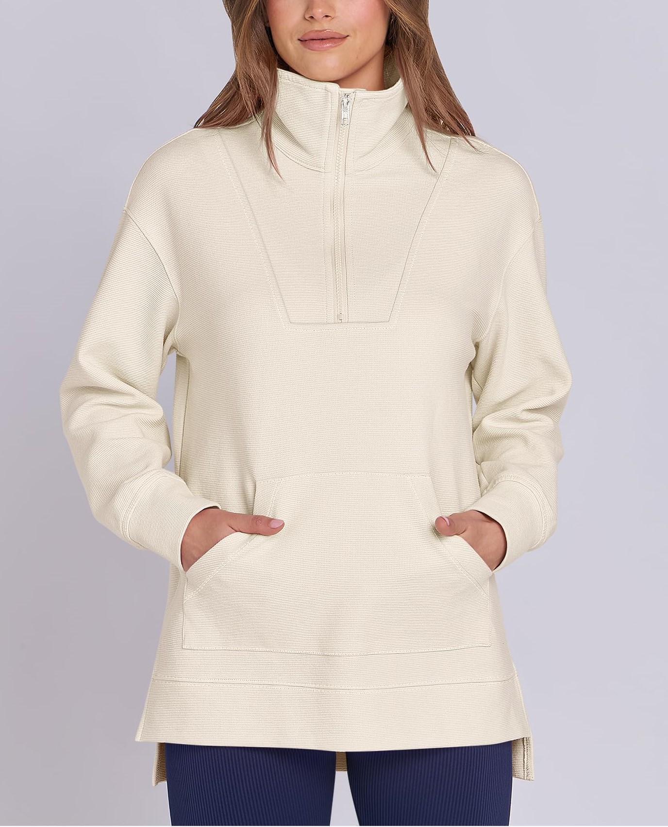  Women's Quarter Zip Oversized Knit Sweatshirts (Buy 2 Free Shipping)