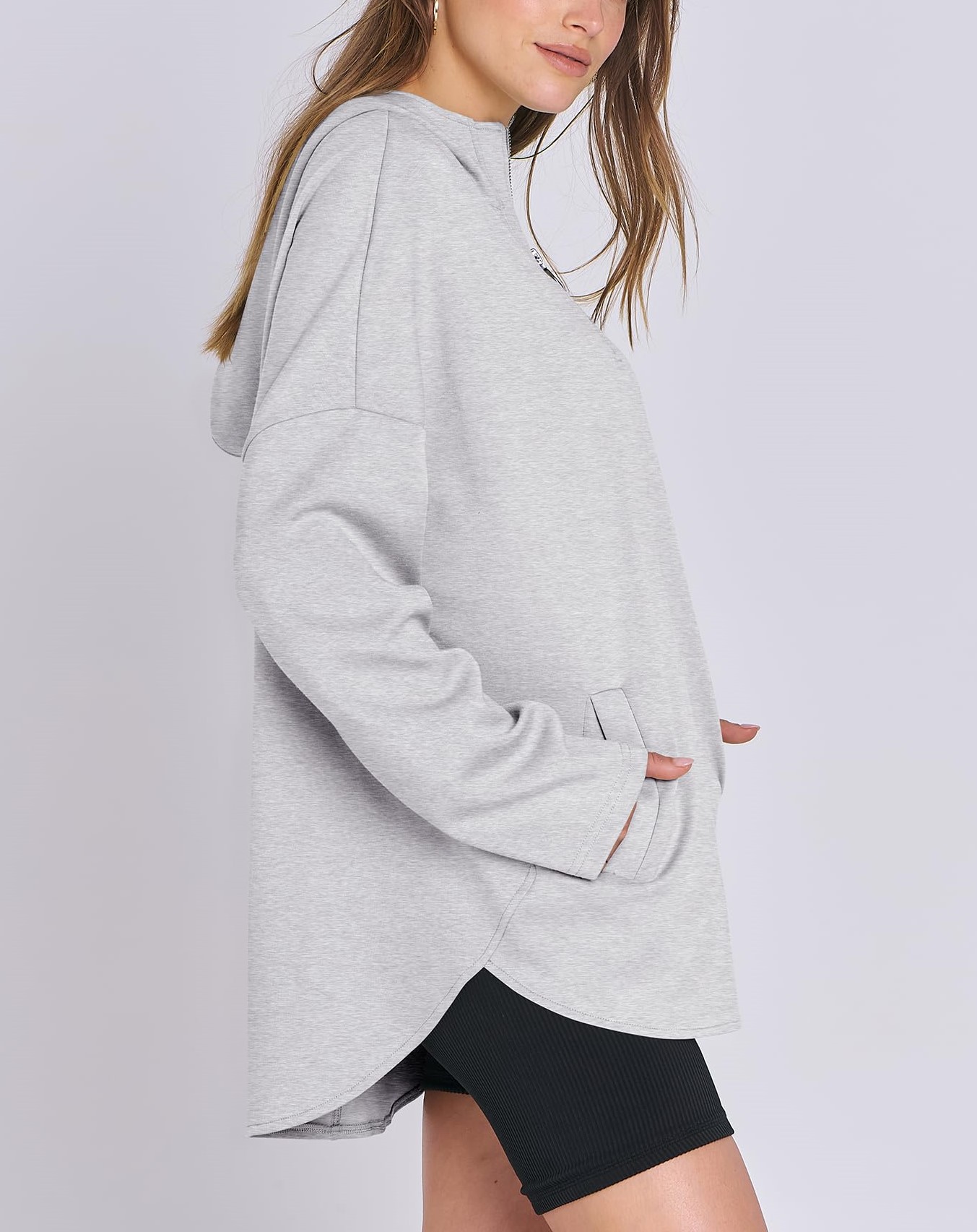 Women's Quarter Zip Oversized Tunic Pullover (Buy 2 Free Shipping)