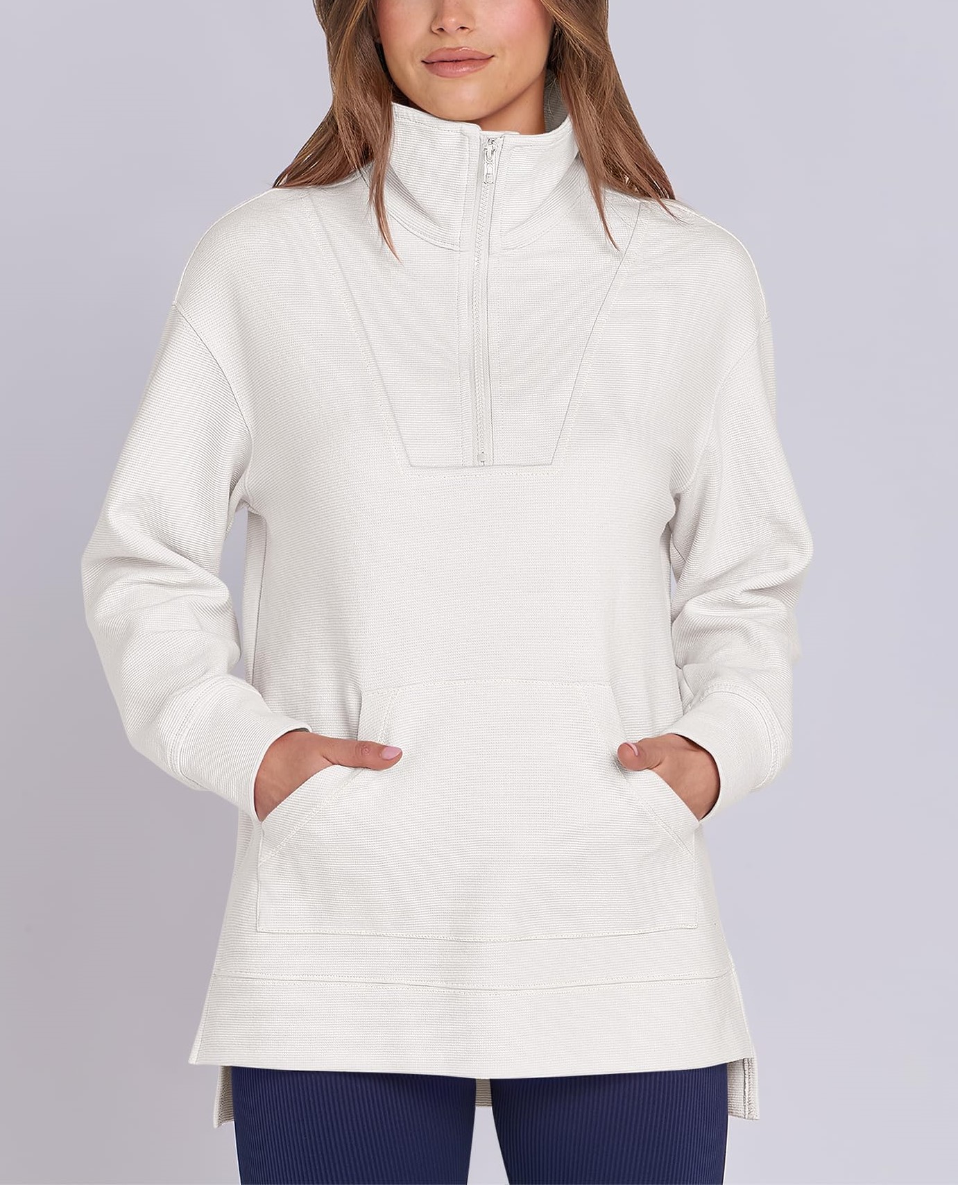  Women's Quarter Zip Oversized Knit Sweatshirts (Buy 2 Free Shipping)
