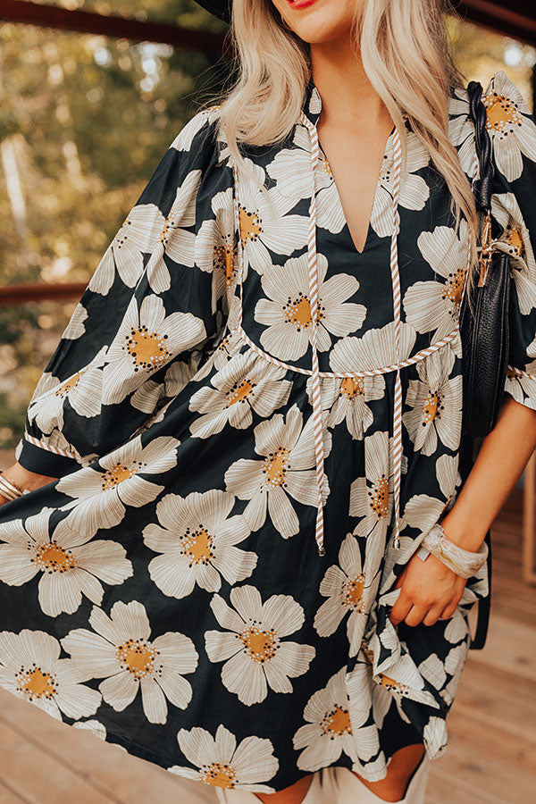 Women's 3/4 Sleeve Floral Mini Dress