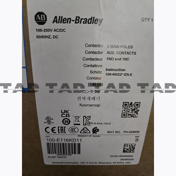 Allen-Bradley 100-E116KD11 IEC 116 A Contactor