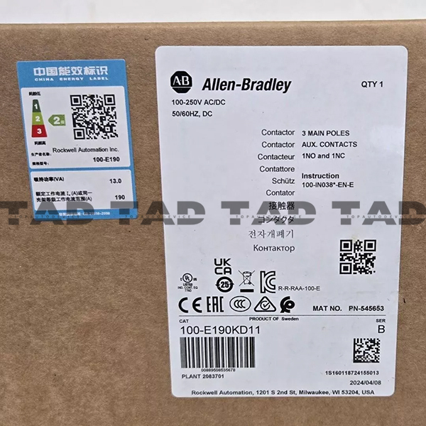 Allen-Bradley 100-E190KD11 IEC 190 A Contactor
