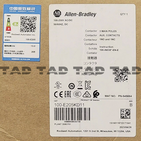 Allen-Bradley 100-E205KD11 IEC 205 A Contactor