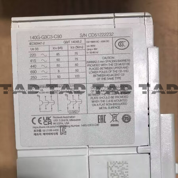 Allen-Bradley 140G-G3C3-C90 140G 125A Frame Molded Case Ckt-Bkr