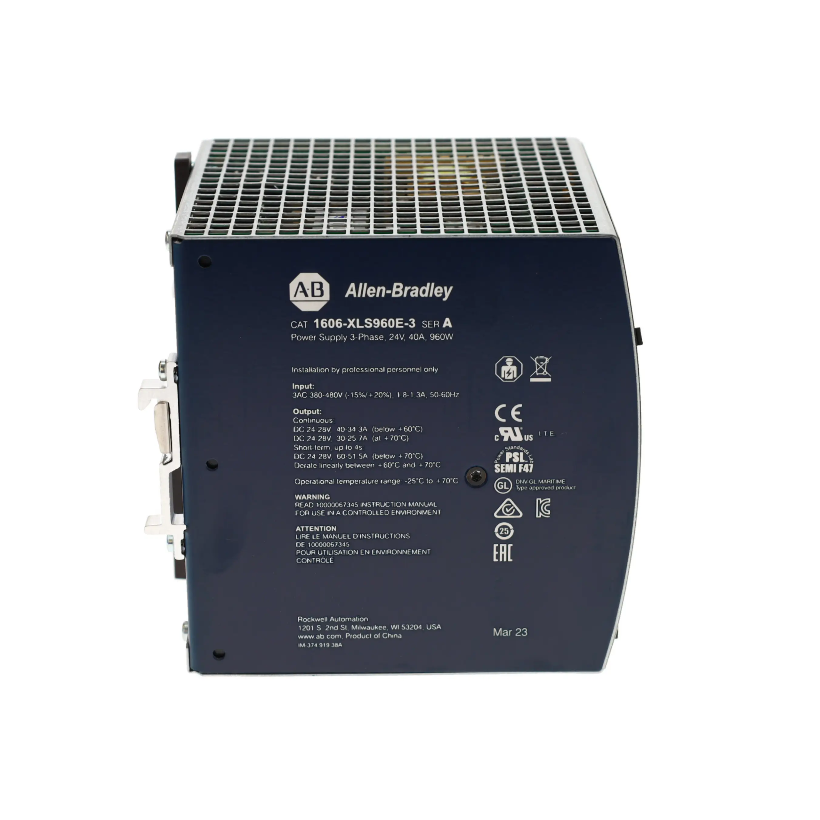 Allen-Bradley 1606-XLS960E-3 380 to 480VAC In 24 to 28VDC Out 960W PS