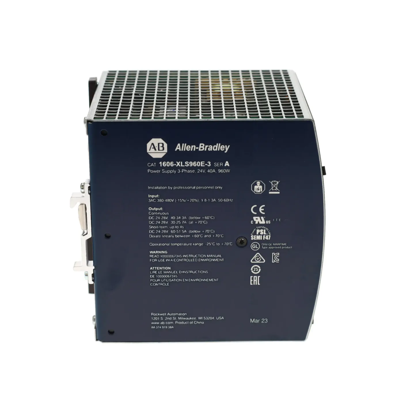 Allen-Bradley 1606-XLS960E-3 380 to 480VAC In 24 to 28VDC Out 960W PS