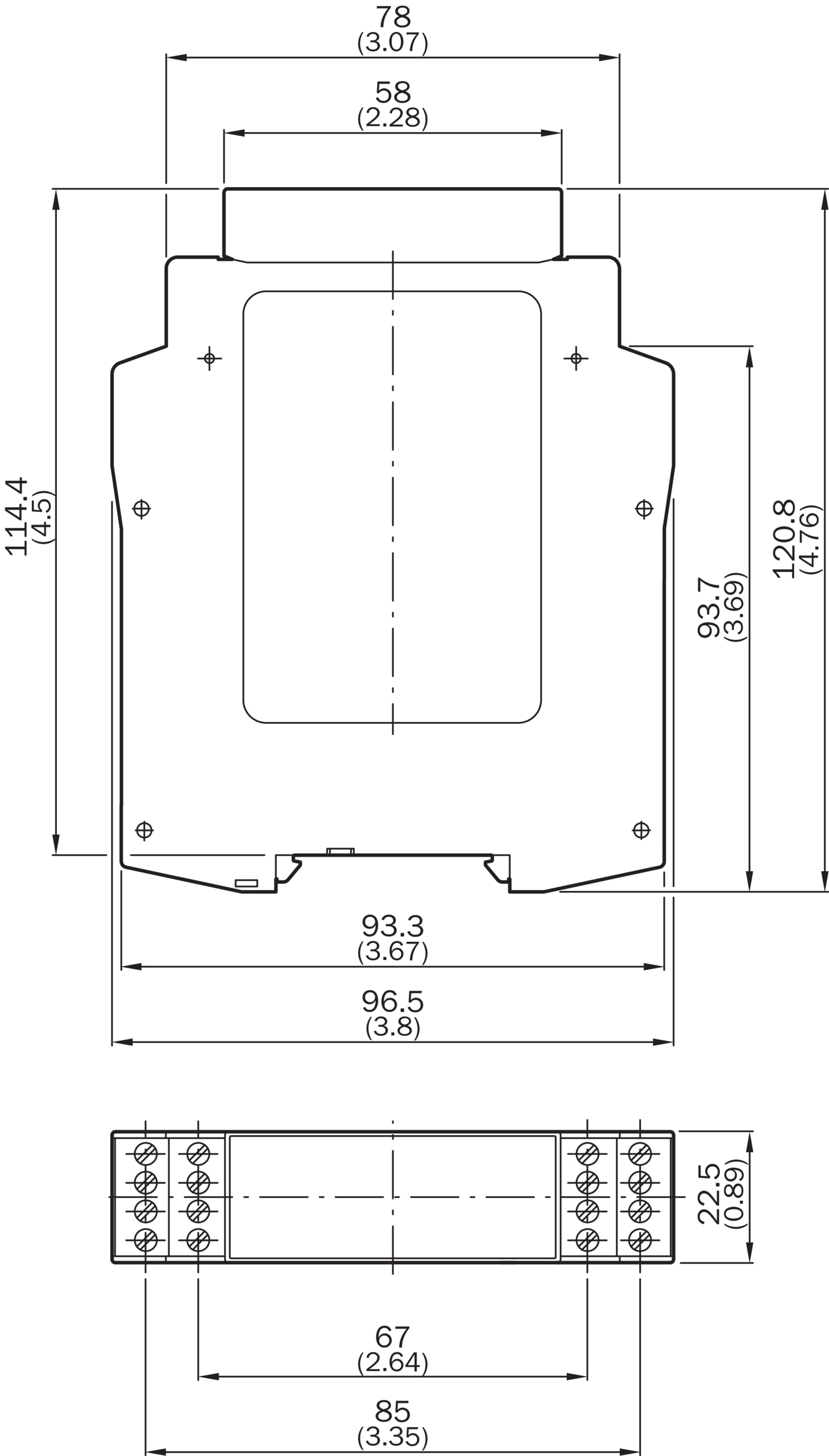 Dimensional drawing Flexi Classic main module