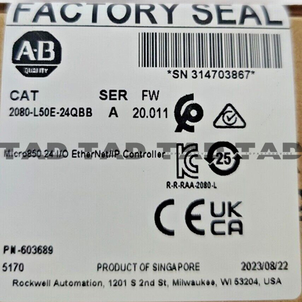 Allen-Bradley 2080-L50E-24QBB Best Selling Micro850 24 I/O EtherNet/IP Controller