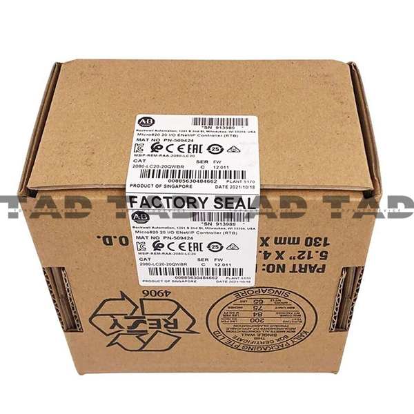 Allen-Bradley 2080-LC20-20QWBR Micro820 20 I/O ENet/IP Controller RTB