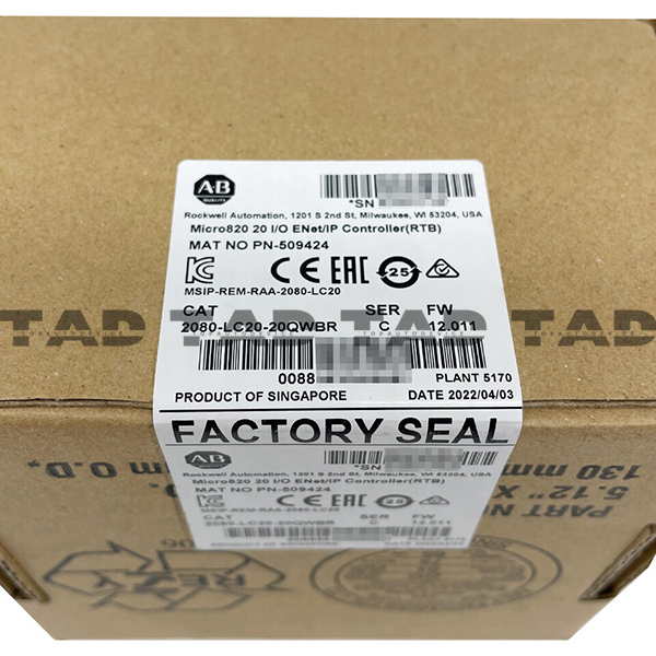 Allen-Bradley 2080-LC20-20QWBR Micro820 20 I/O ENet/IP Controller RTB