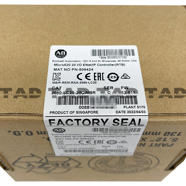 Allen-Bradley 2080-LC20-20QWBR Micro820 20 I/O ENet/IP Controller RTB