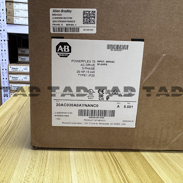 Allen-Bradley 20AC030A0AYNANC0 PowerFlex 70 AC Drive 30 A at 15 kW 20A