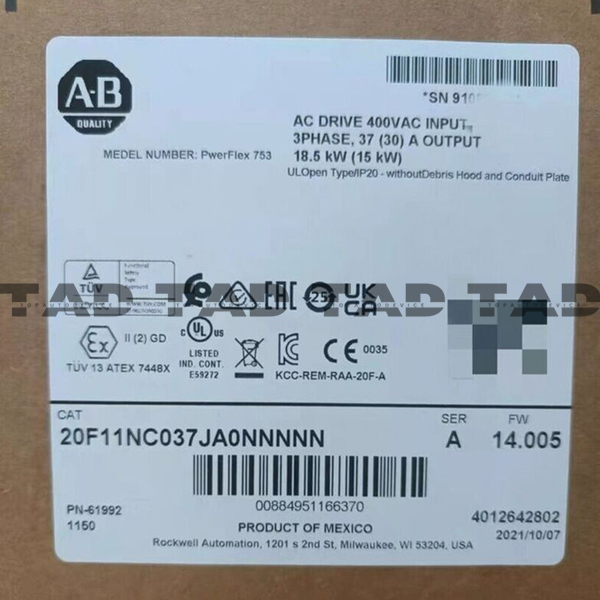 Allen-Bradley 20F11NC037JA0NNNNN PowerFlex Air Cooled 753 AC Drive