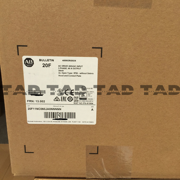 Allen-Bradley 20F11NC060JA0NNNNN PowerFlex Air Cooled 753 AC Drive