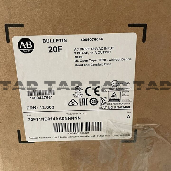 Allen-Bradley 20F11ND014AA0NNNNN PowerFlex Air Cooled 753 AC Drive