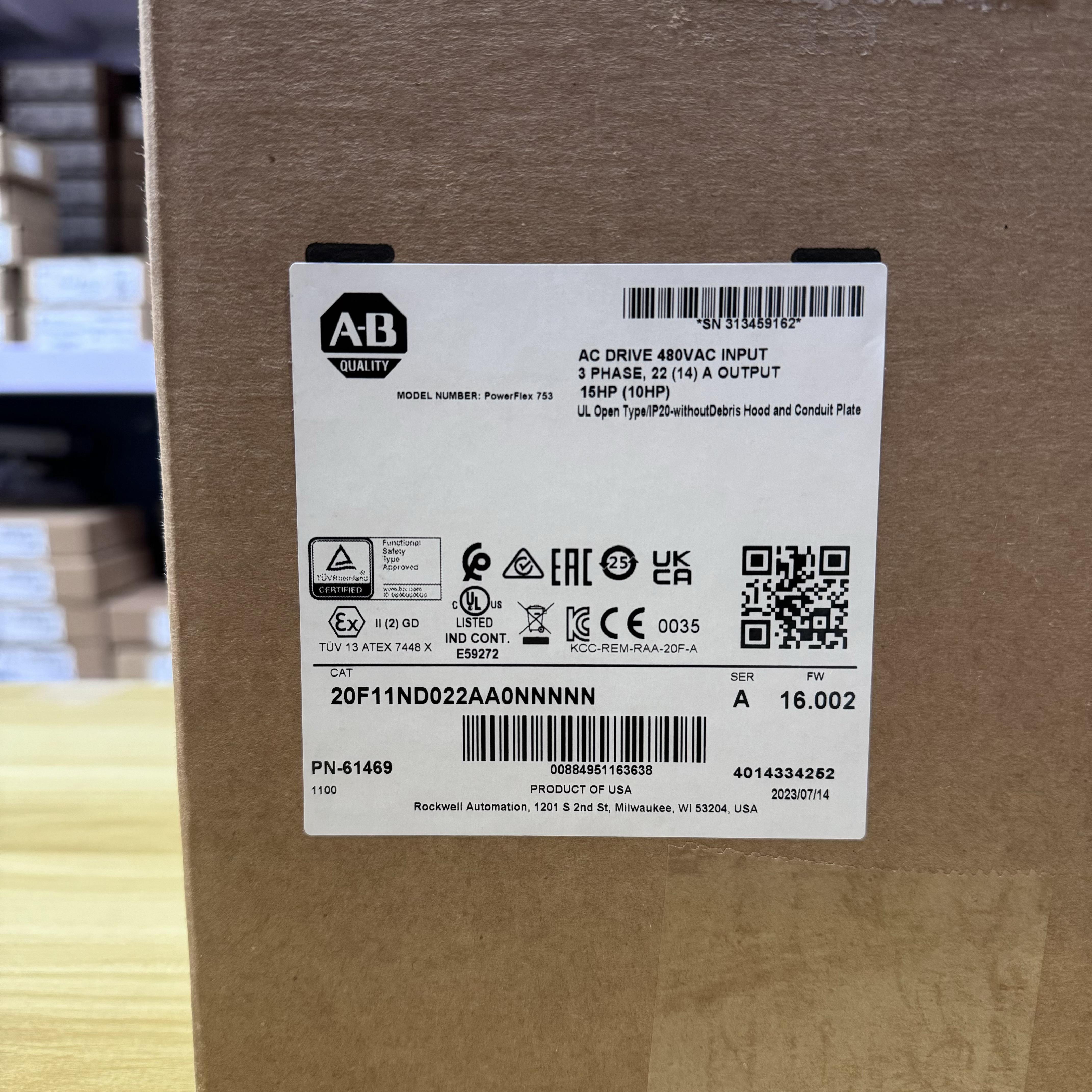 NEW Allen-Bradley 20F11ND022AA0NNNNN PowerFlex 753 AC Drive 20F11ND022AA0NNNNN