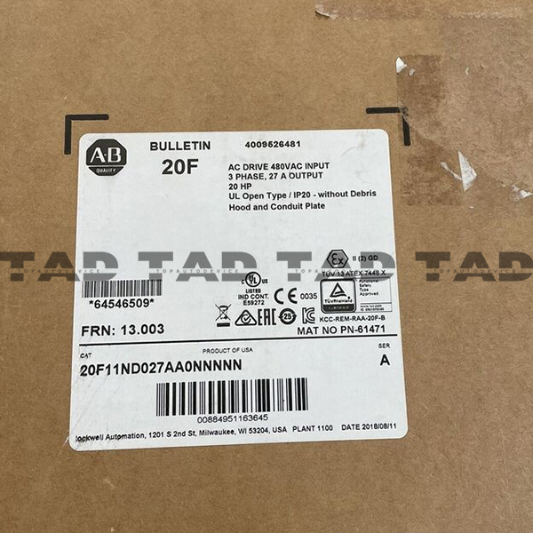 Allen-Bradley 20F11ND027AA0NNNNN PowerFlex Air Cooled 753 AC Drive