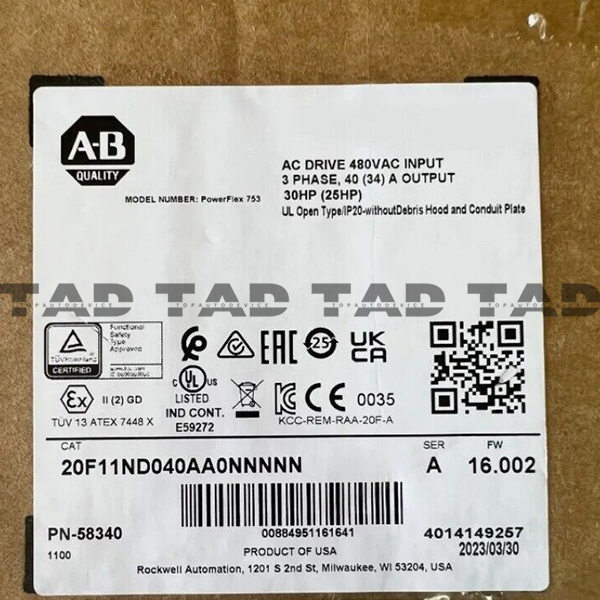 Allen-Bradley 20F11ND040AA0NNNNN PowerFlex Air Cooled 753 AC Drive
