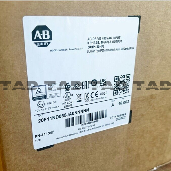 Allen-Bradley 20F11ND065JA0NNNNN PowerFlex Air Cooled 753 AC Drive