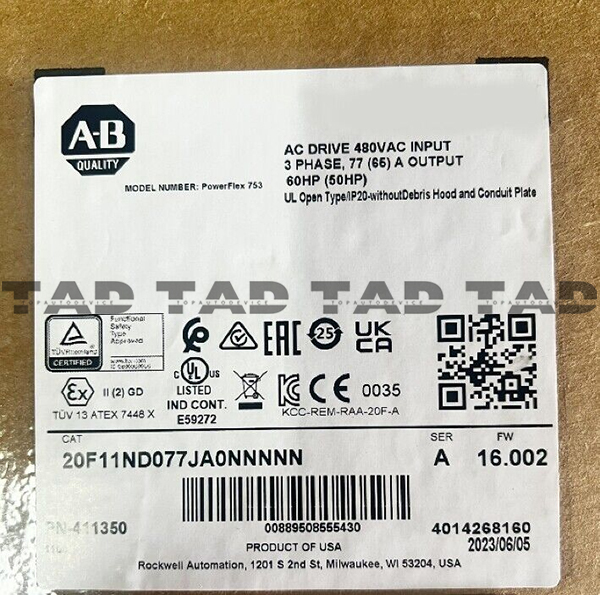 Allen-Bradley 20F11ND077JA0NNNNN PowerFlex Air Cooled 753 AC Drive