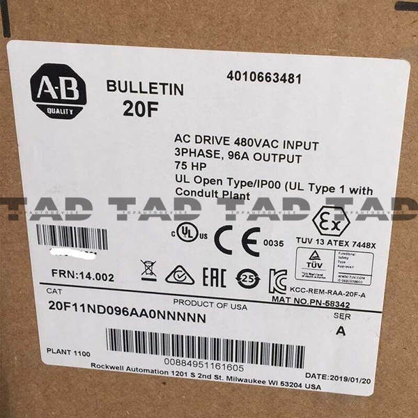 Allen-Bradley 20F11ND096AA0NNNNN PowerFlex Air Cooled 753 AC Drive