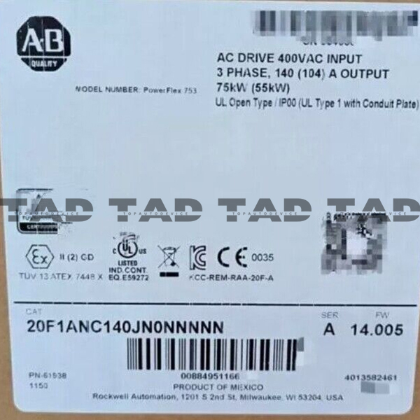 Allen-Bradley 20F1ANC140JN0NNNNN PowerFlex Air Cooled 753 AC Drive