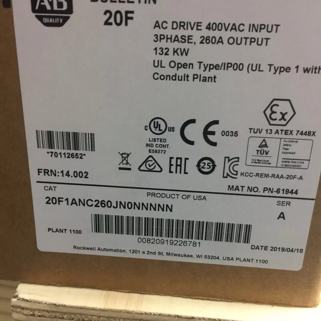 Allen-Bradley New Factory Sealed 20F1ANC260JA0NNNNN PowerFlex 753 AC Drive