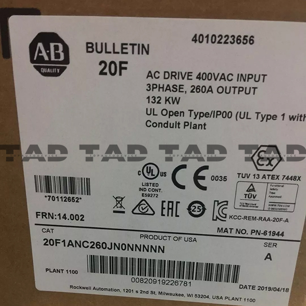 Allen-Bradley 20F1ANC260JA0NNNNN PowerFlex Air Cooled 753 AC Drive
