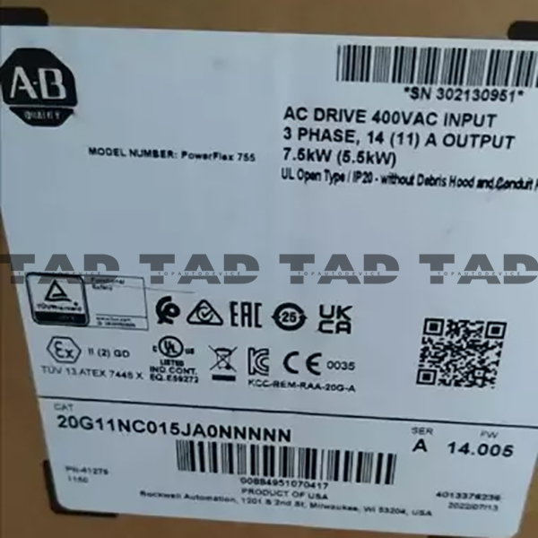 Allen-Bradley 20G11NC015JA0NNNNN PowerFlex Air Cooled 755 AC Drive