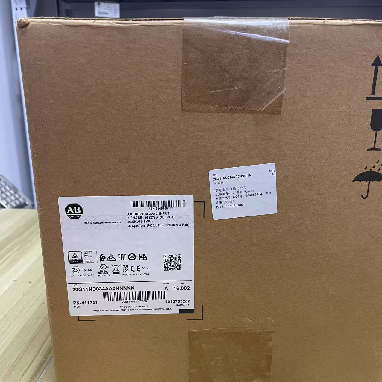 Allen-Bradley 20G11ND034AA0NNNNN PowerFlex Air Cooled 755 AC Drive New Sealed 