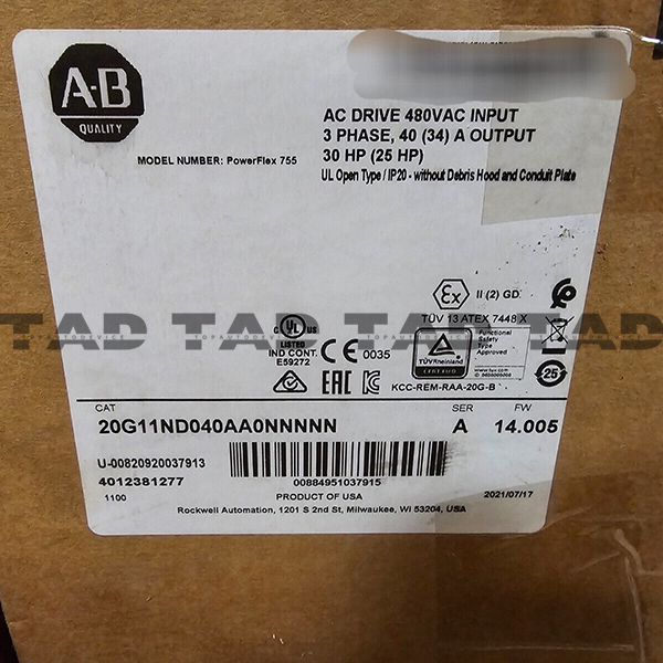 Allen-Bradley 20G11ND040AA0NNNNN PowerFlex Air Cooled 755 AC Drive