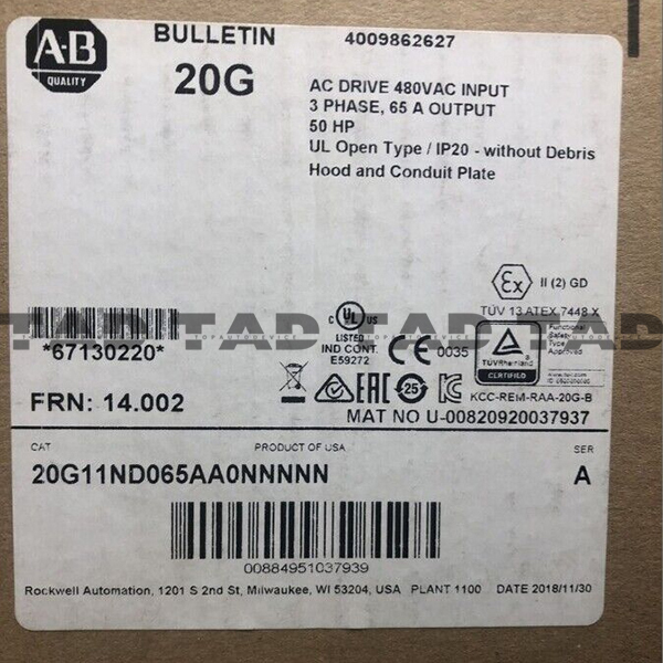 Allen-Bradley 20G11ND065AA0NNNNN PowerFlex Air Cooled 755 AC Drive
